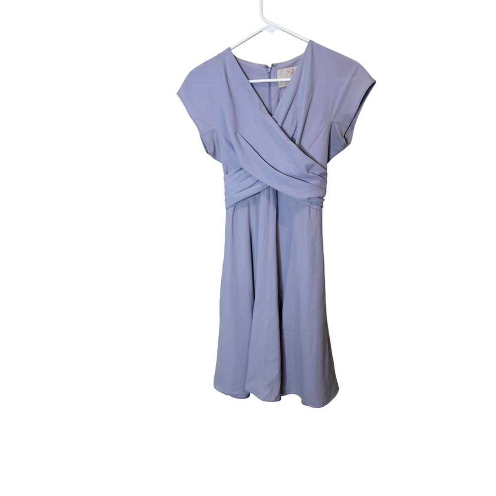 Gal Meets Glam Dress Womens 2P Purple Wrap Front Tie Waist Fit Flare Cocktail